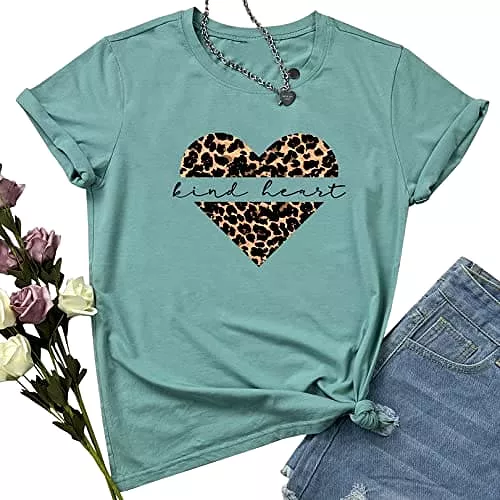 LOOKFACE Women Leopard Graphic Tees Cute Soft Cotton Tops