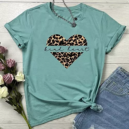 LOOKFACE Women Leopard Graphic Tees Cute Soft Cotton Tops