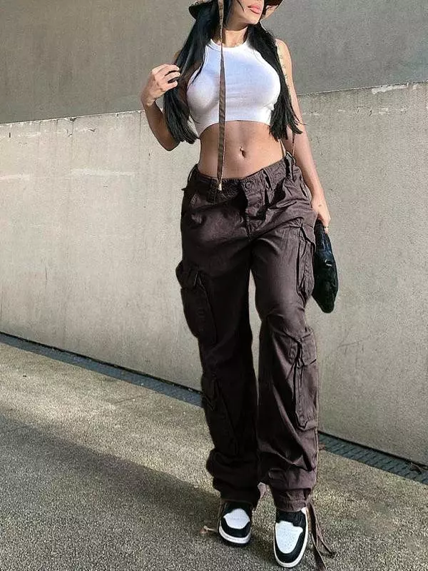 Loose Wide Leg Women Cargo Pants