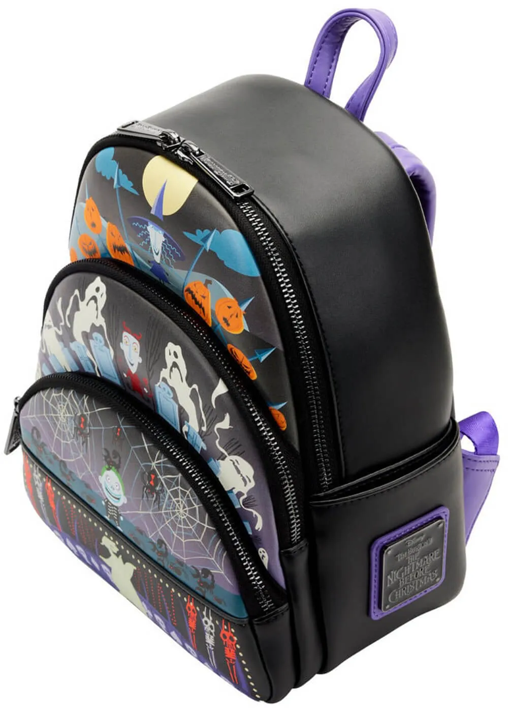 Loungefly Disney Nightmare Before Christmas Triple Pocket Lock Shock Barrel Oogie Boogie Backpack