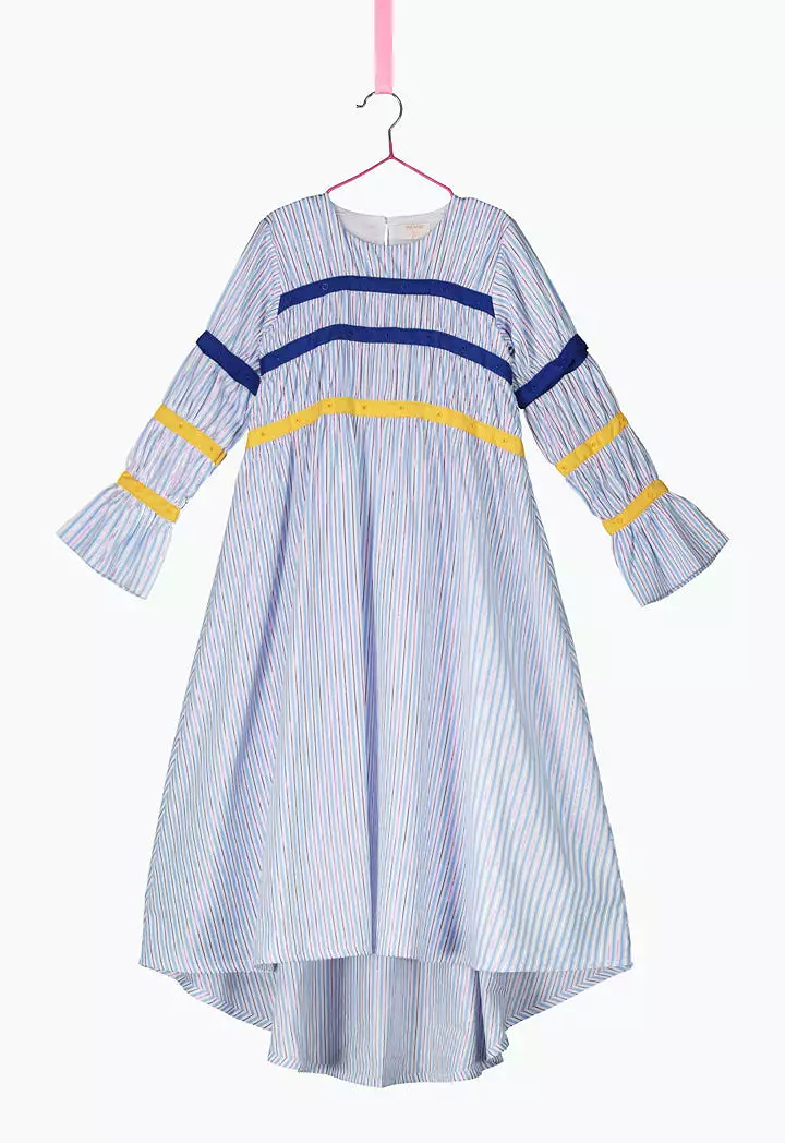 Lurex Stripe High Low Hem Dress