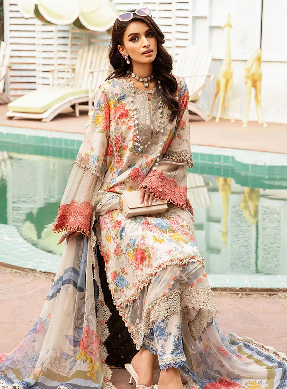 M Prints By Maria B Eid Embroidered Lawn 3 Piece Unstitched Suit MB24E2 4A