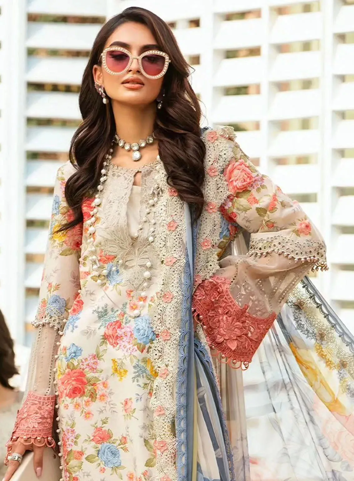 M Prints By Maria B Eid Embroidered Lawn 3 Piece Unstitched Suit MB24E2 4A