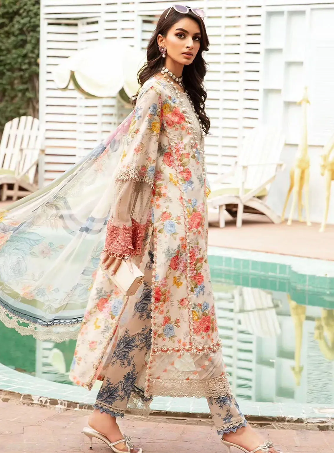 M Prints By Maria B Eid Embroidered Lawn 3 Piece Unstitched Suit MB24E2 4A