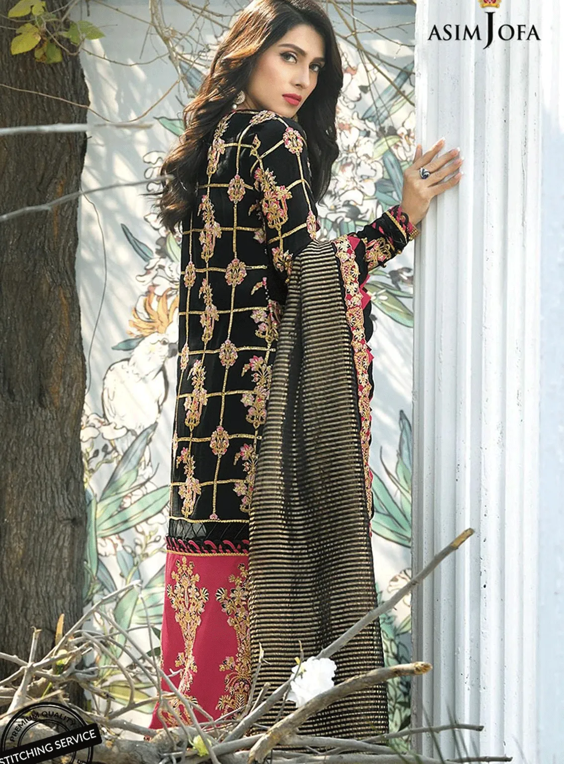 Mahsa By Asim Jofa Embroidered Silk Unstitched 3 Piece Suit - AJ21MF-01