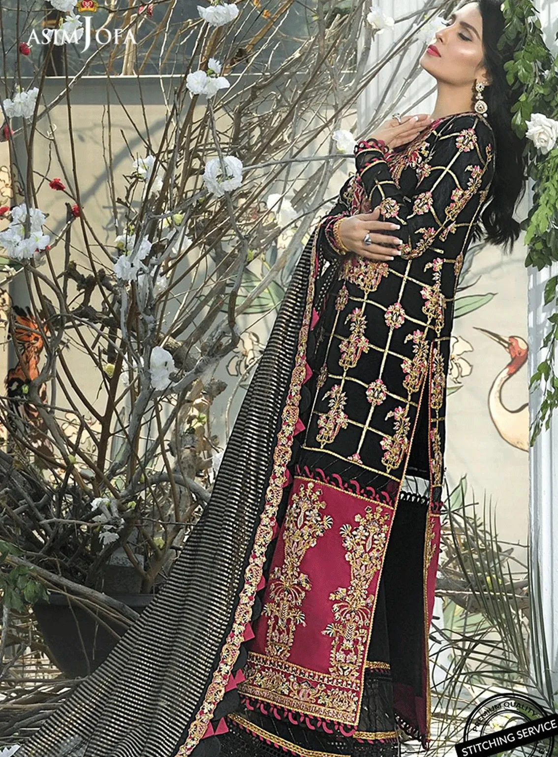 Mahsa By Asim Jofa Embroidered Silk Unstitched 3 Piece Suit - AJ21MF-01