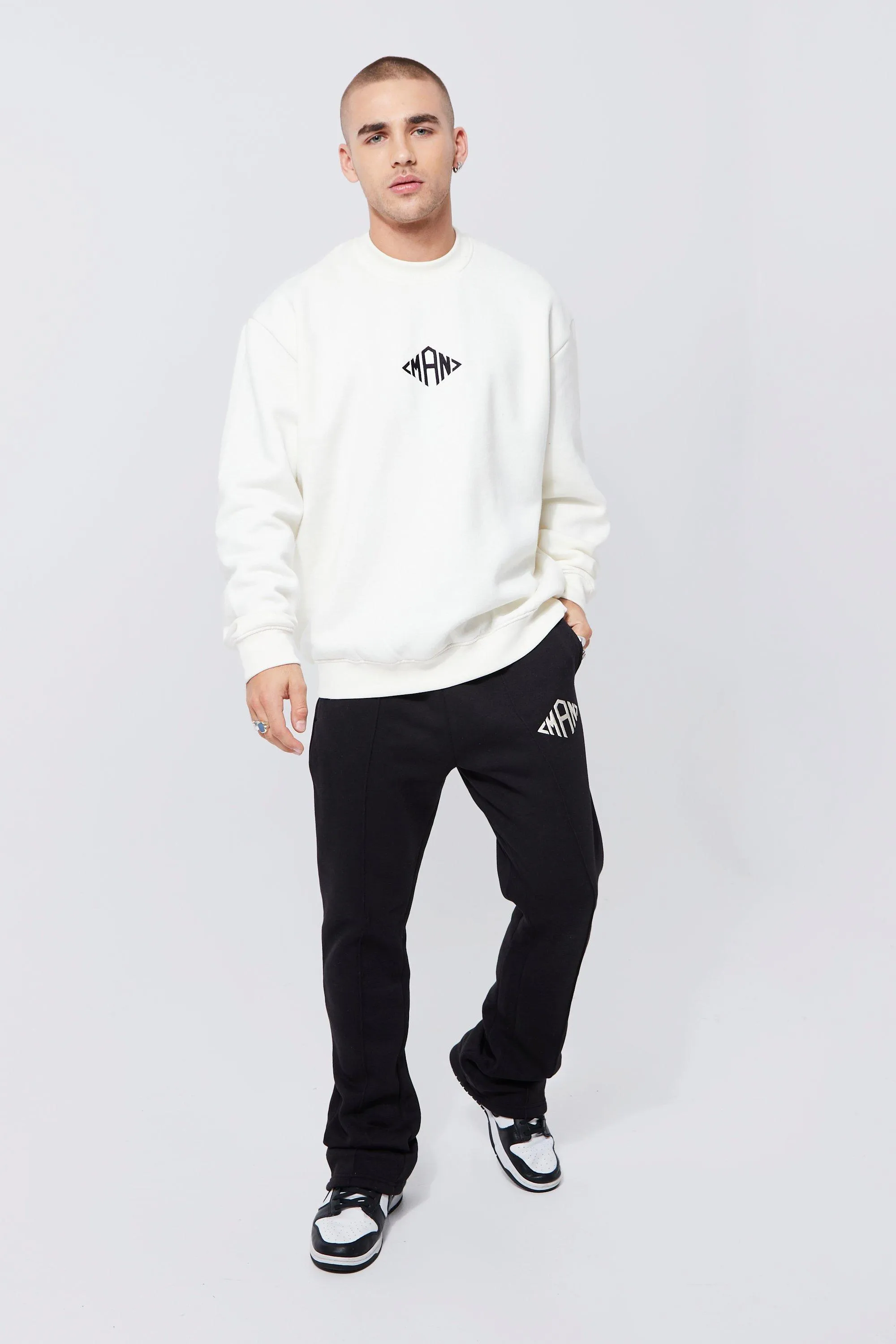 Man Diamond Stacked Gusset Sweater Tracksuit