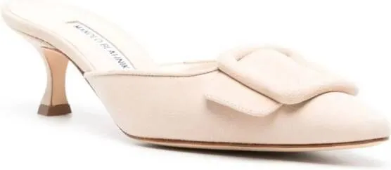 Manolo Blahnik Maysale 50mm suede mules Neutrals