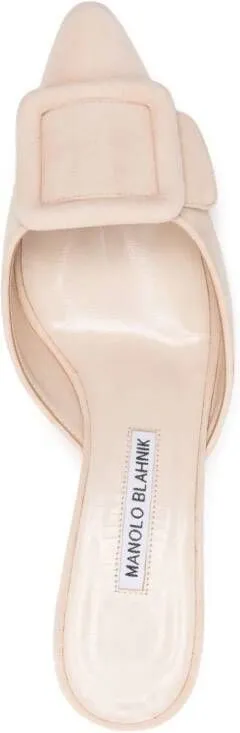 Manolo Blahnik Maysale 50mm suede mules Neutrals