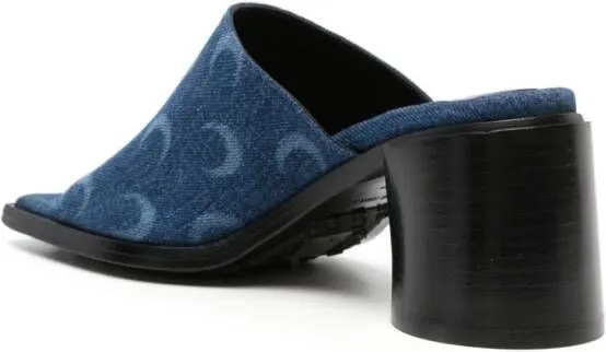 Marine Serre MS regenerated-denim mules Blue