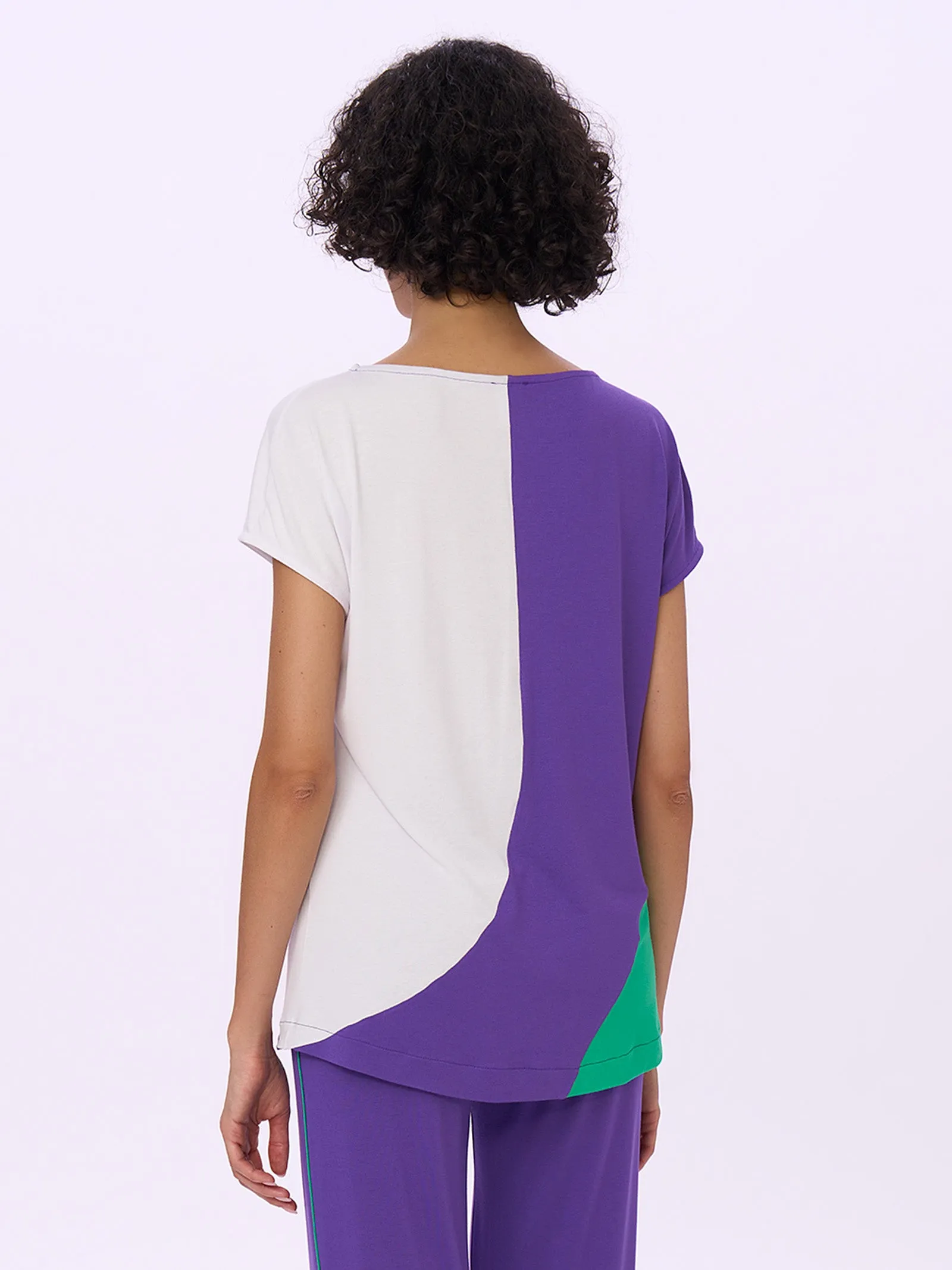 Maxi T-shirt multicolor in Viscosa Summer - Fant.Beetroot Purple