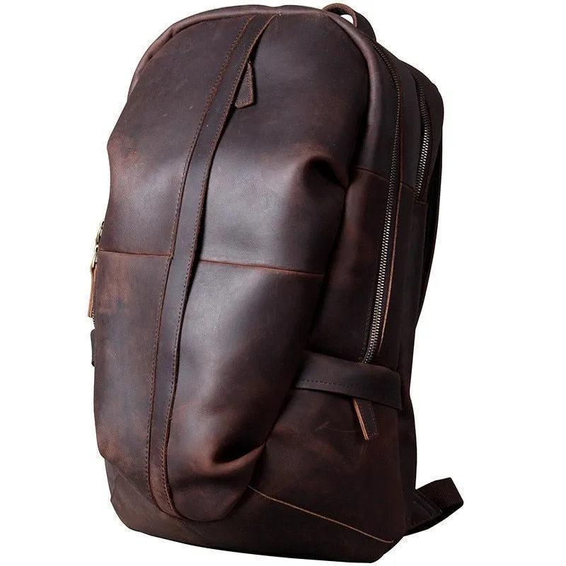 Men's Vintage Genuine Leather Large-capacity Laptop Travel Backpack