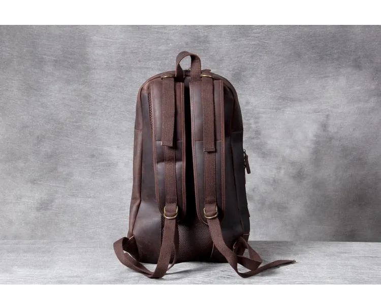 Men's Vintage Genuine Leather Large-capacity Laptop Travel Backpack