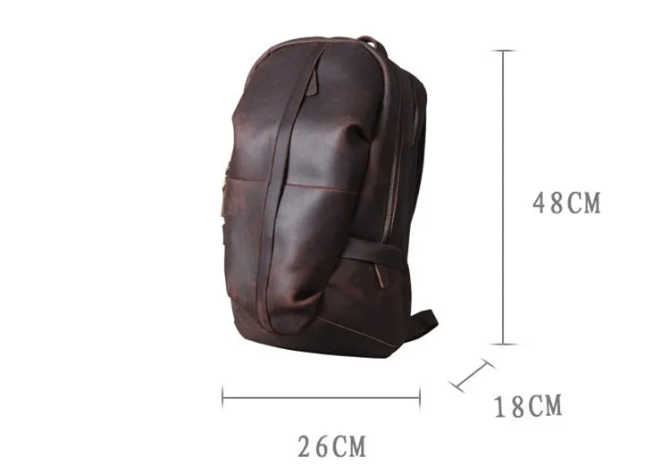 Men's Vintage Genuine Leather Large-capacity Laptop Travel Backpack