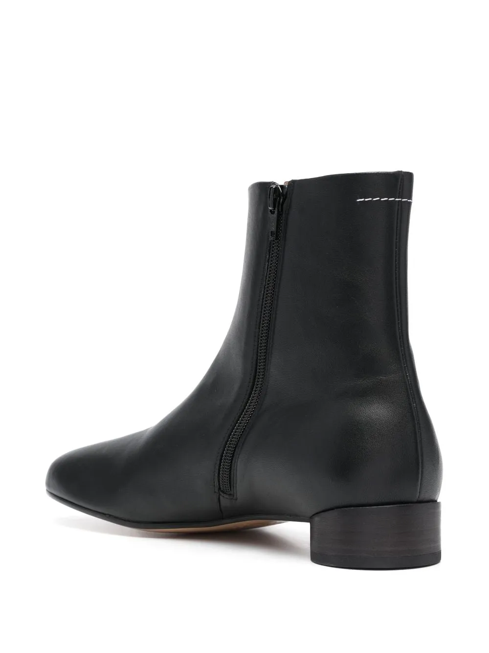 MM6 MAISON MARGIELA Chic 30mm Asymmetric Zip Leather Ankle Boots