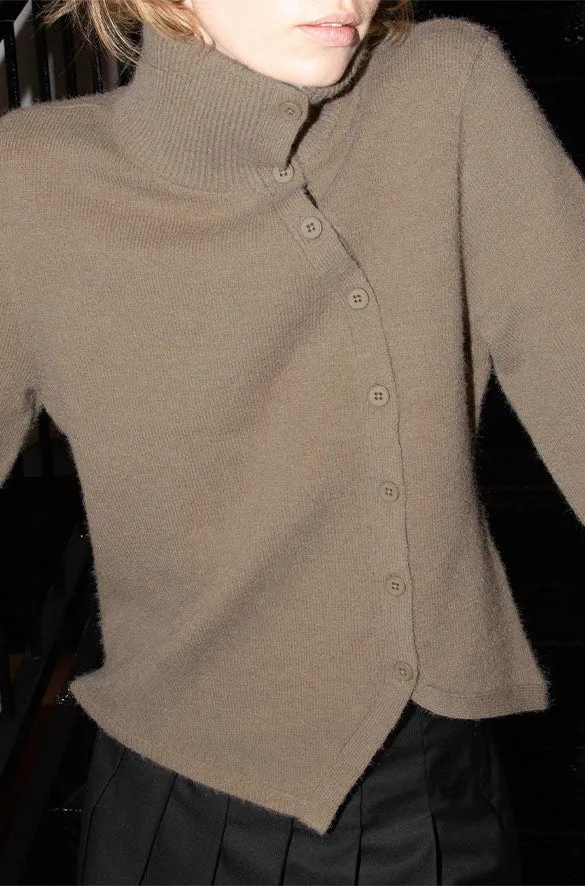 MOCKNECK BUTTON FRONT SWEATER