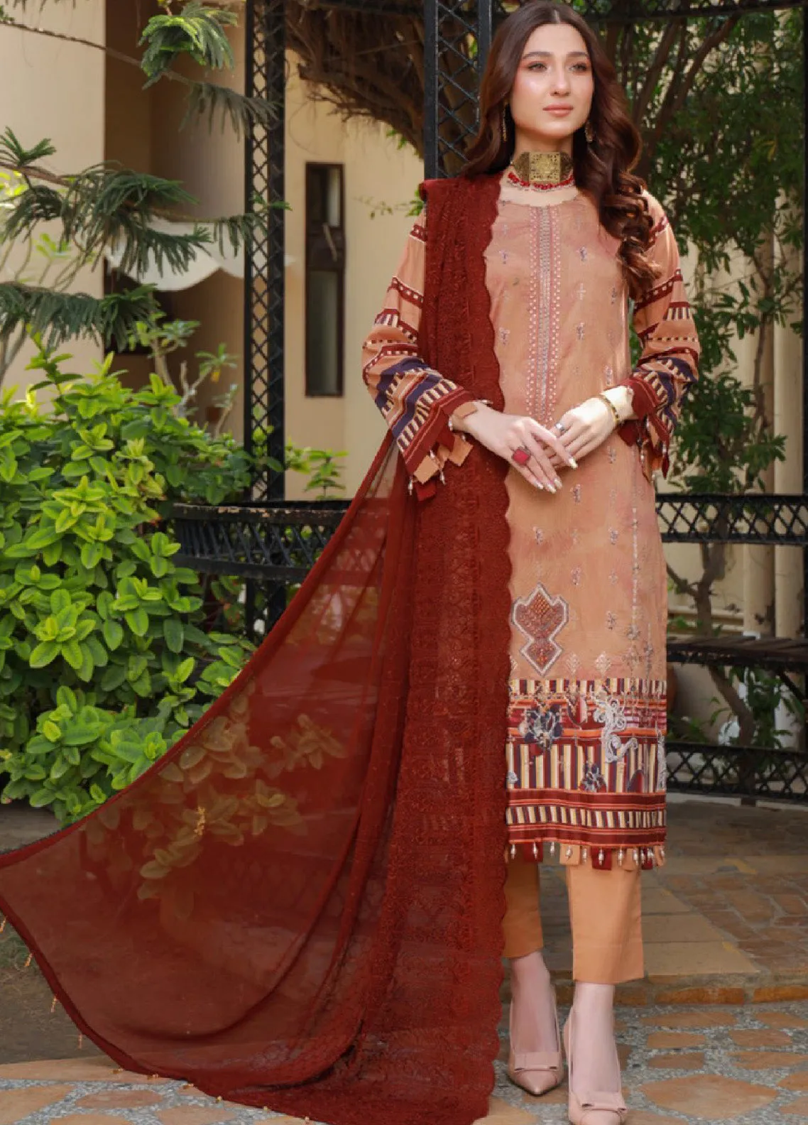 Oodhni By Schick Sequins Embroidered Digital Lawn 3 Piece Unstitched Suit S24OEDL-03