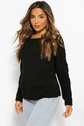 Petite Cable Knit Sleeve Detail Sweater