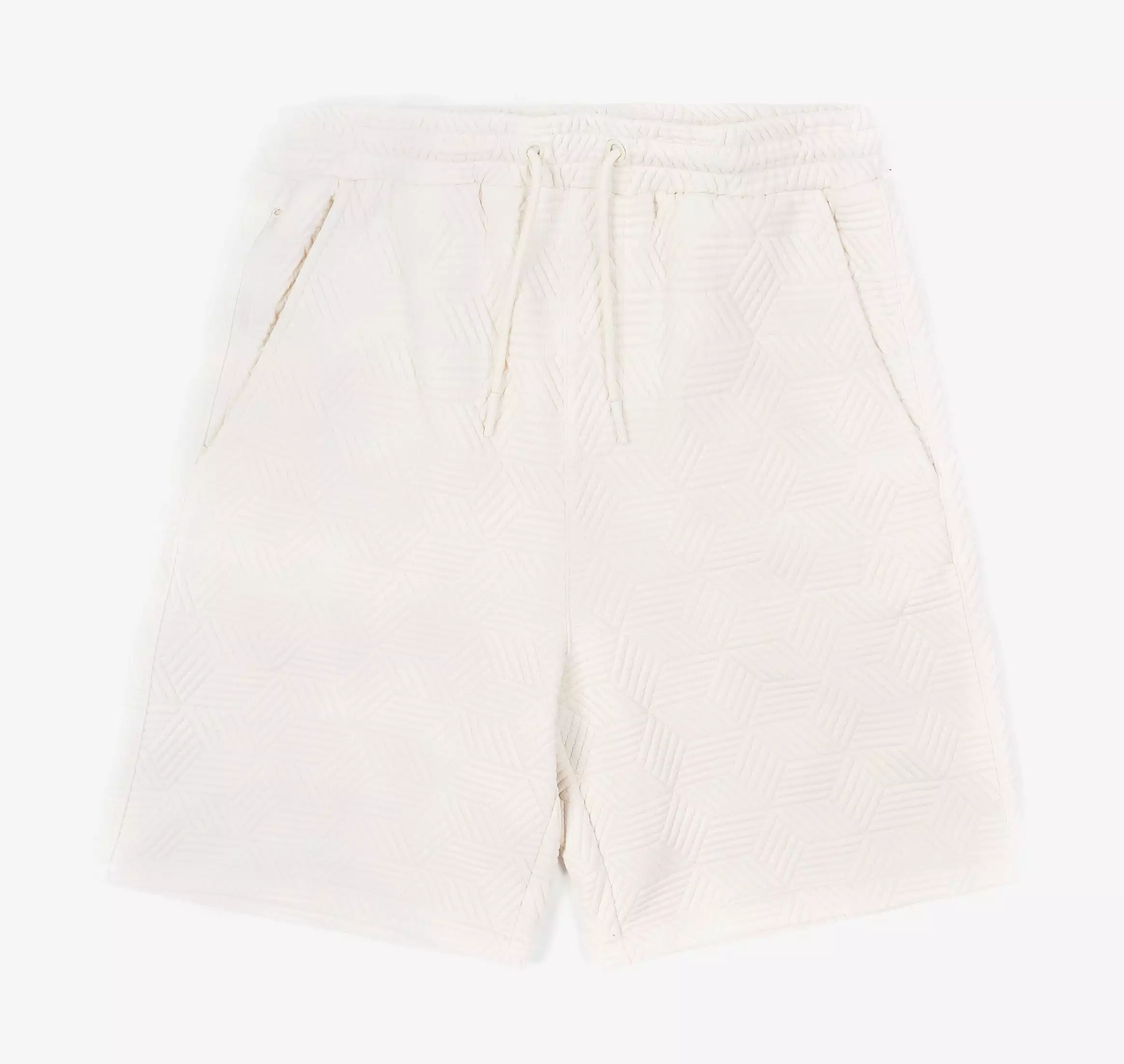 Printed Knit Mens Shorts (Beige/White)