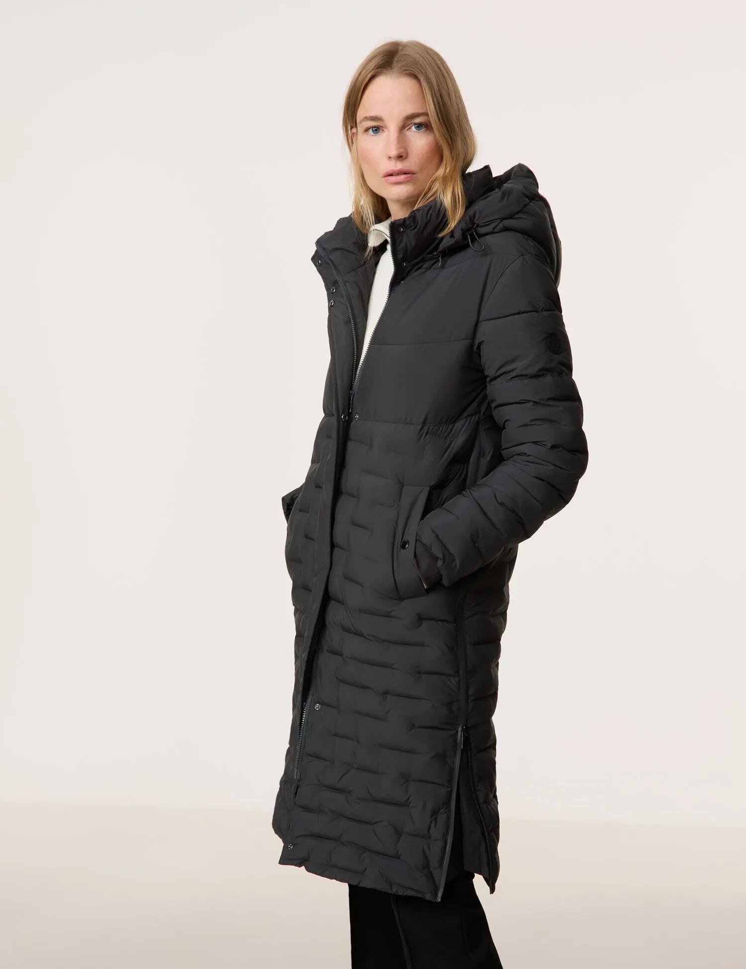 Quilted coat with side zips