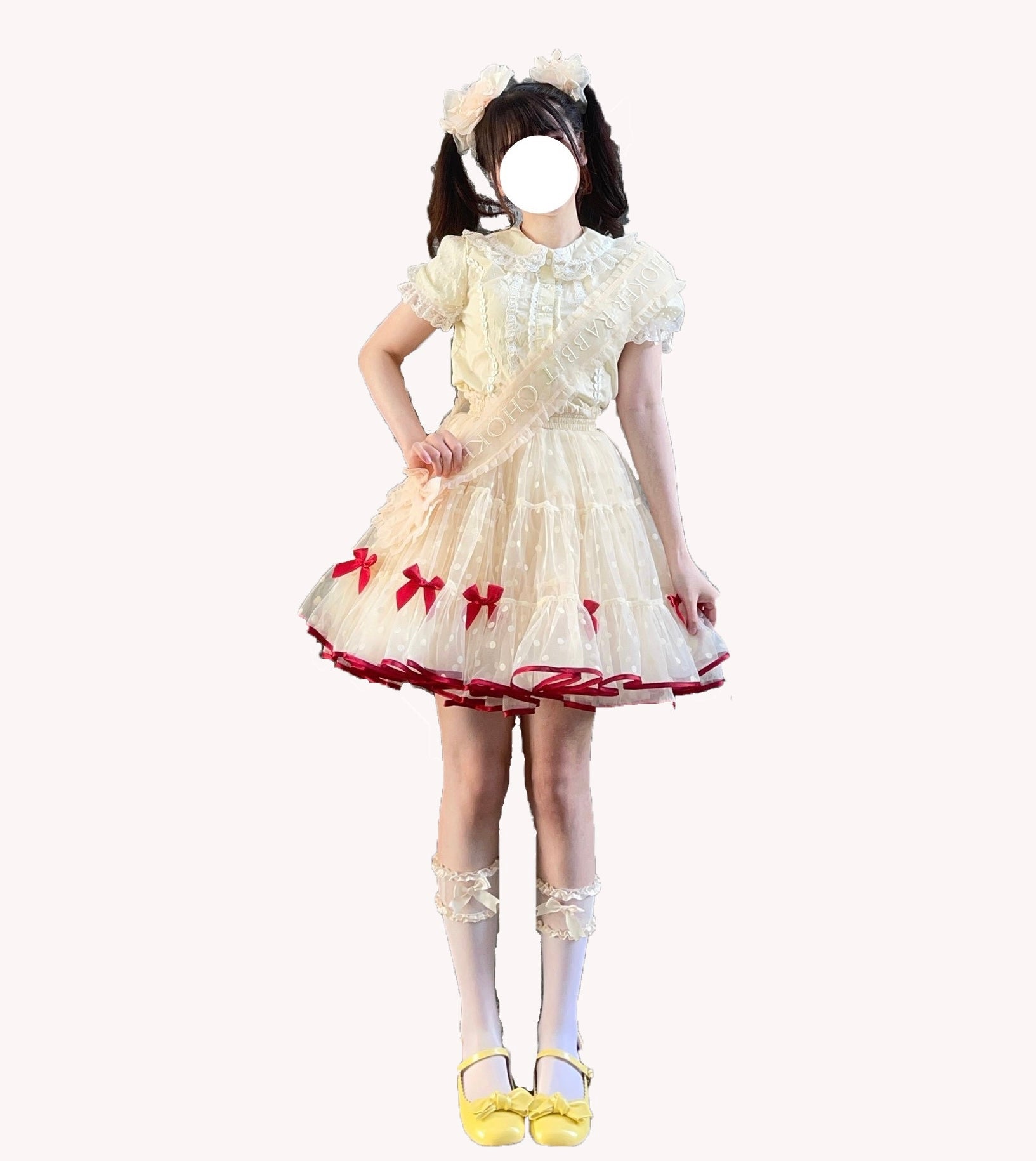 Rabbit bowknot underskirt panier drawer mesh tutu skirt