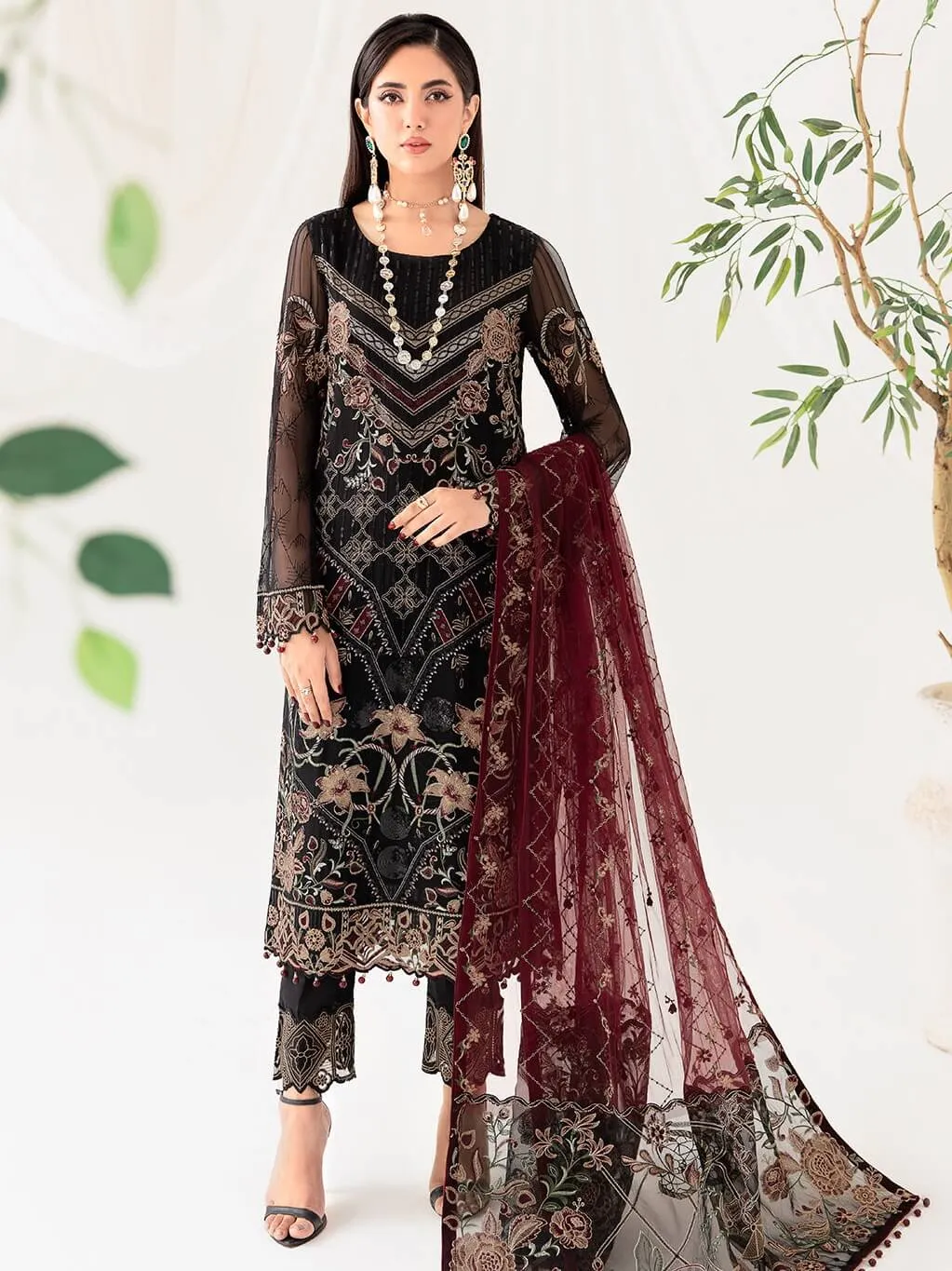 Ramsha Rangoon Vol-10 Luxury Chiffon Unstitched 3Pc Suit D-1008