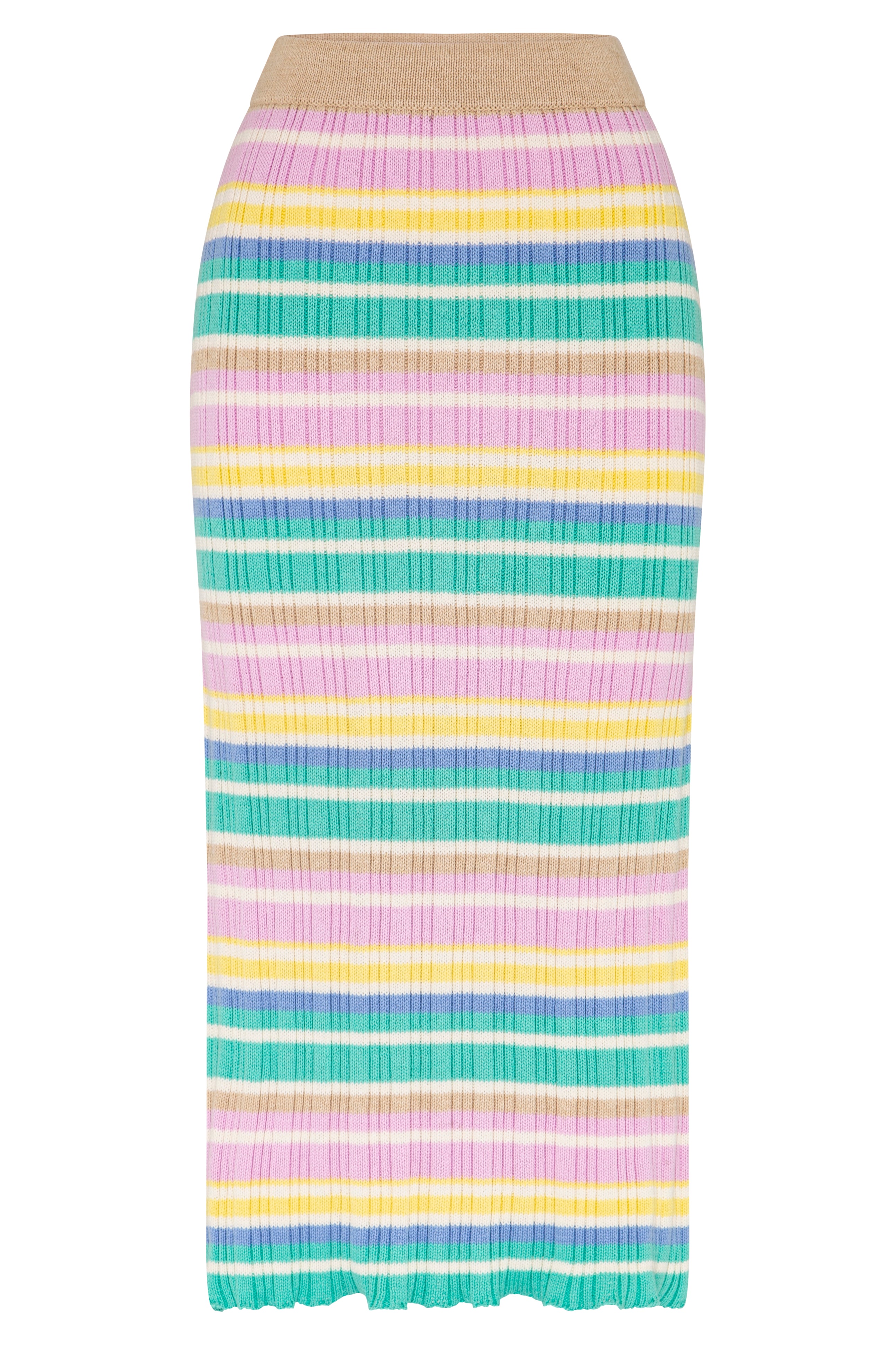 Rib Bias Midi Skirt - Holly Stripe