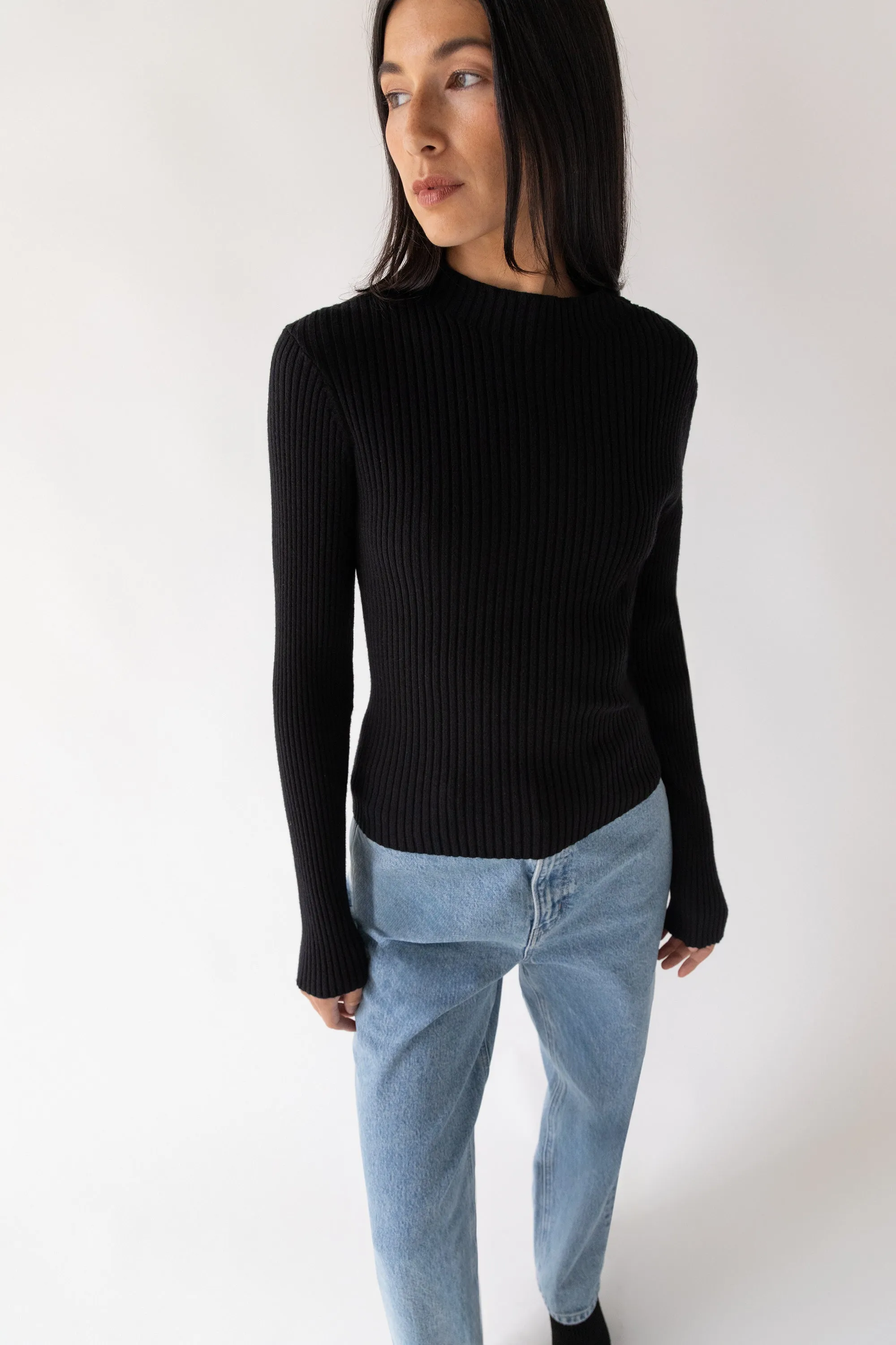 RIBBED SWEATER WITH TIE-BACK DESIGN