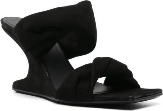 Rick Owens Cantilever 8 110mm twisted suede mules Black