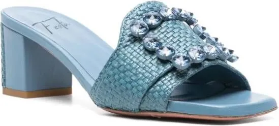 Roberto Festa Basa 50mm crystal-buckle mules Blue