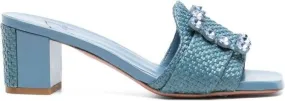 Roberto Festa Basa 50mm crystal-buckle mules Blue