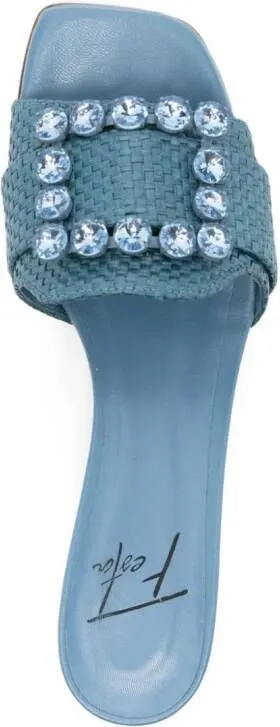 Roberto Festa Basa 50mm crystal-buckle mules Blue