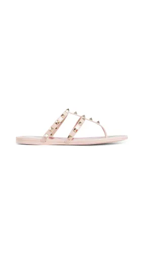 Rockstud Flat Rubber Sandals - Light Pink