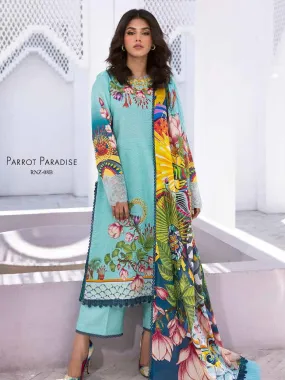 Roheenaz Leya Printed Lawn Unstitched 3Pc Suit RNZ-08B Parrot Paradise