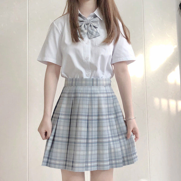 Sea salt white tea skirt plaid pleated jk skirt