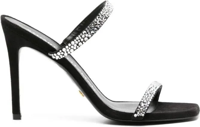 Stuart Weitzman Aleena Royale 100mm rhinestone mules Black