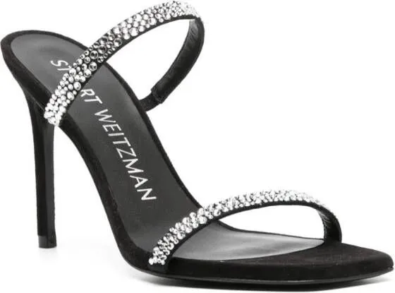 Stuart Weitzman Aleena Royale 100mm rhinestone mules Black