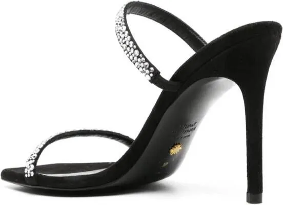 Stuart Weitzman Aleena Royale 100mm rhinestone mules Black