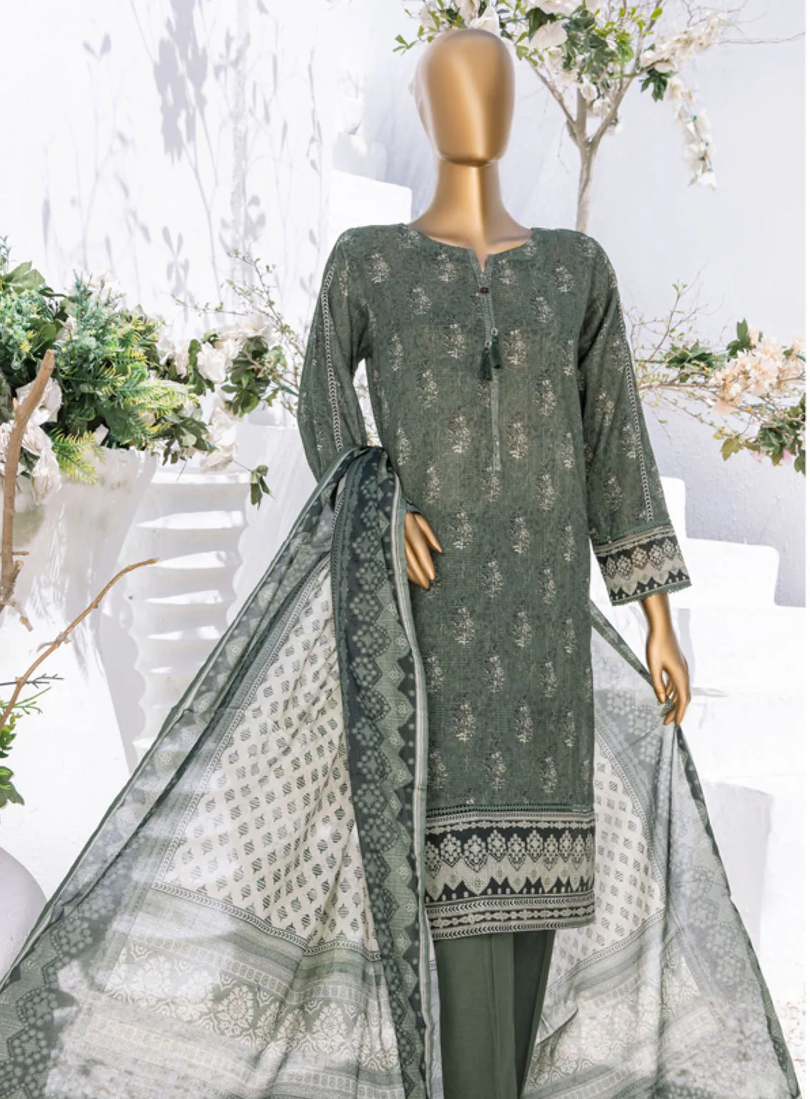 Summer Bloom By HZ Textile Digital Printed Lawn 3 Piece Stitched Suit - HZ24SB PNL-406