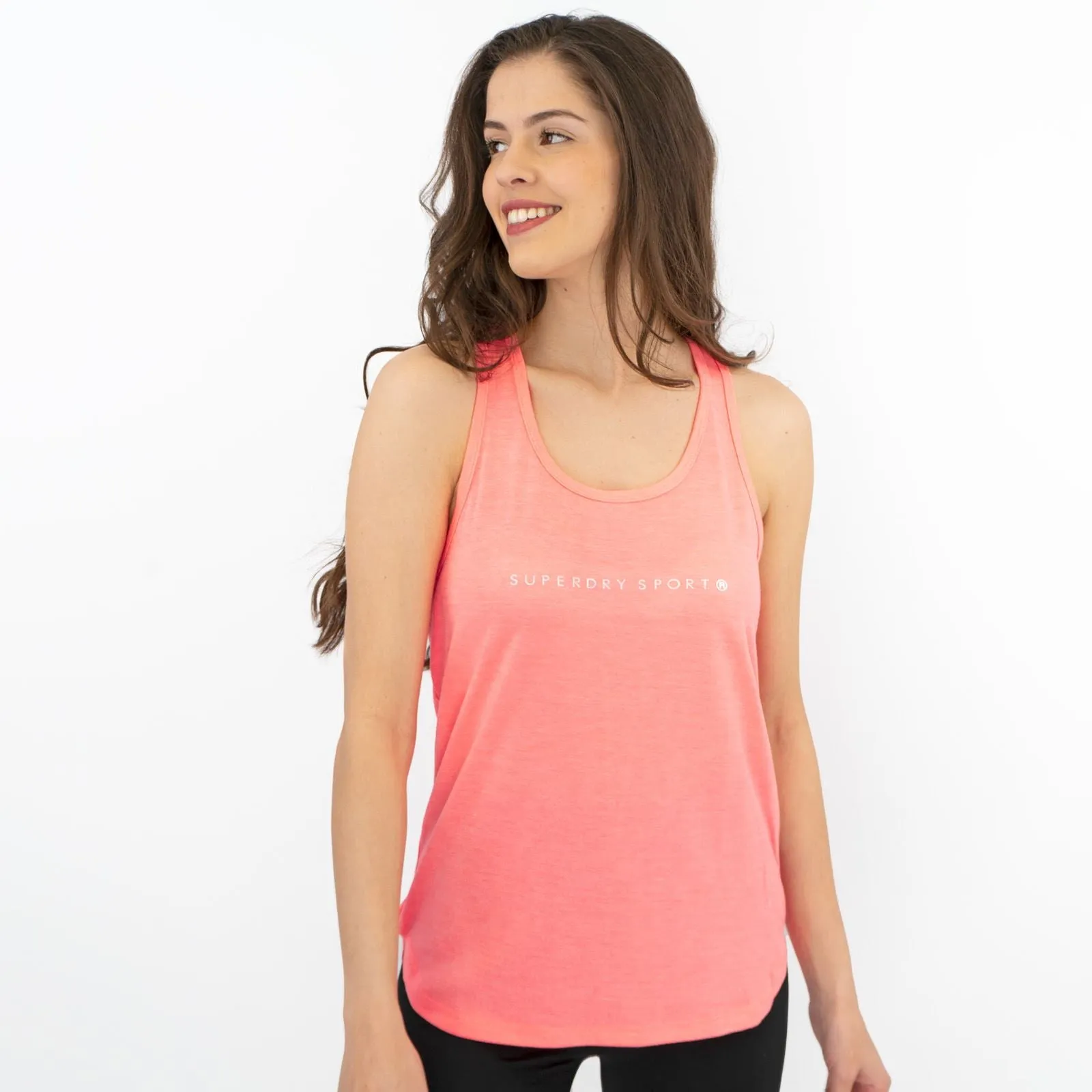 Superdry Studio Coral Pink Vest Sports Activewear Workout Gym Tops