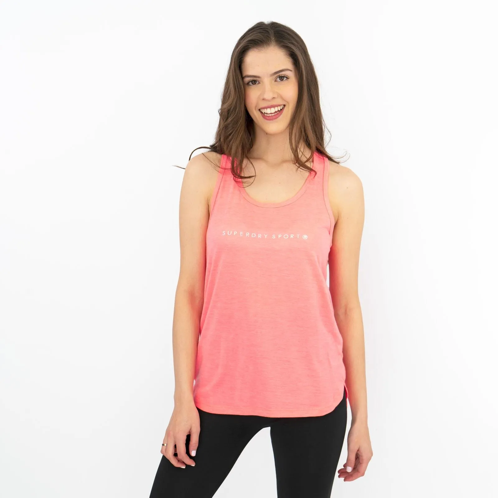 Superdry Studio Coral Pink Vest Sports Activewear Workout Gym Tops