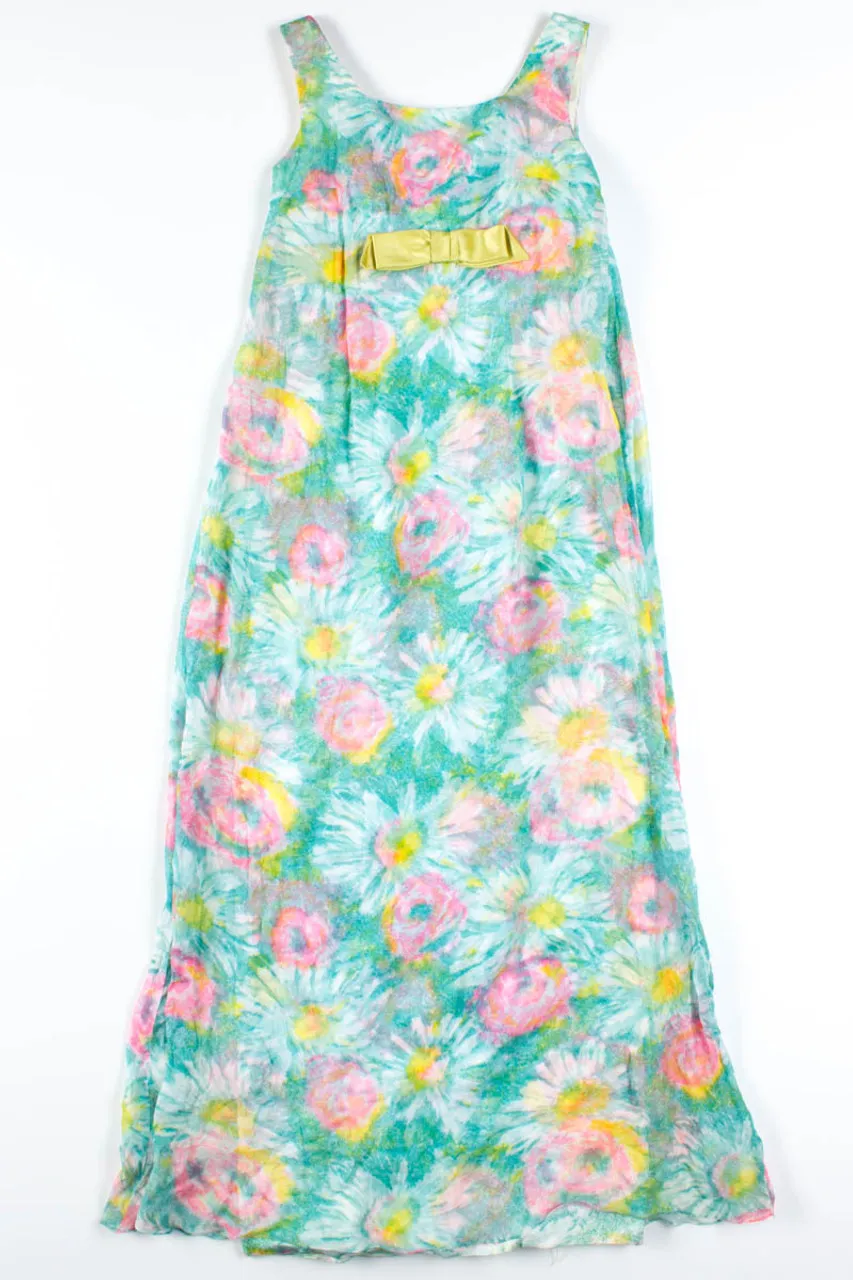 Teal & Pink Muumuu Vintage Dress