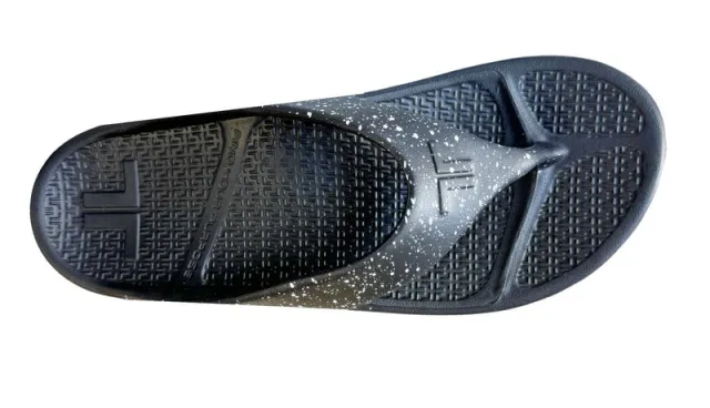 Telic Flip Flop Energy Sandals: Midnight Black/White Splash 