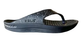 Telic Flip Flop Energy Sandals: Midnight Black/White Splash 