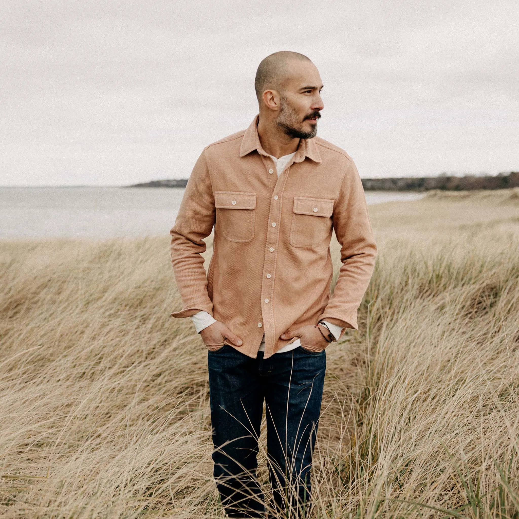 The Ledge Shirt in Dusty Coral Twill