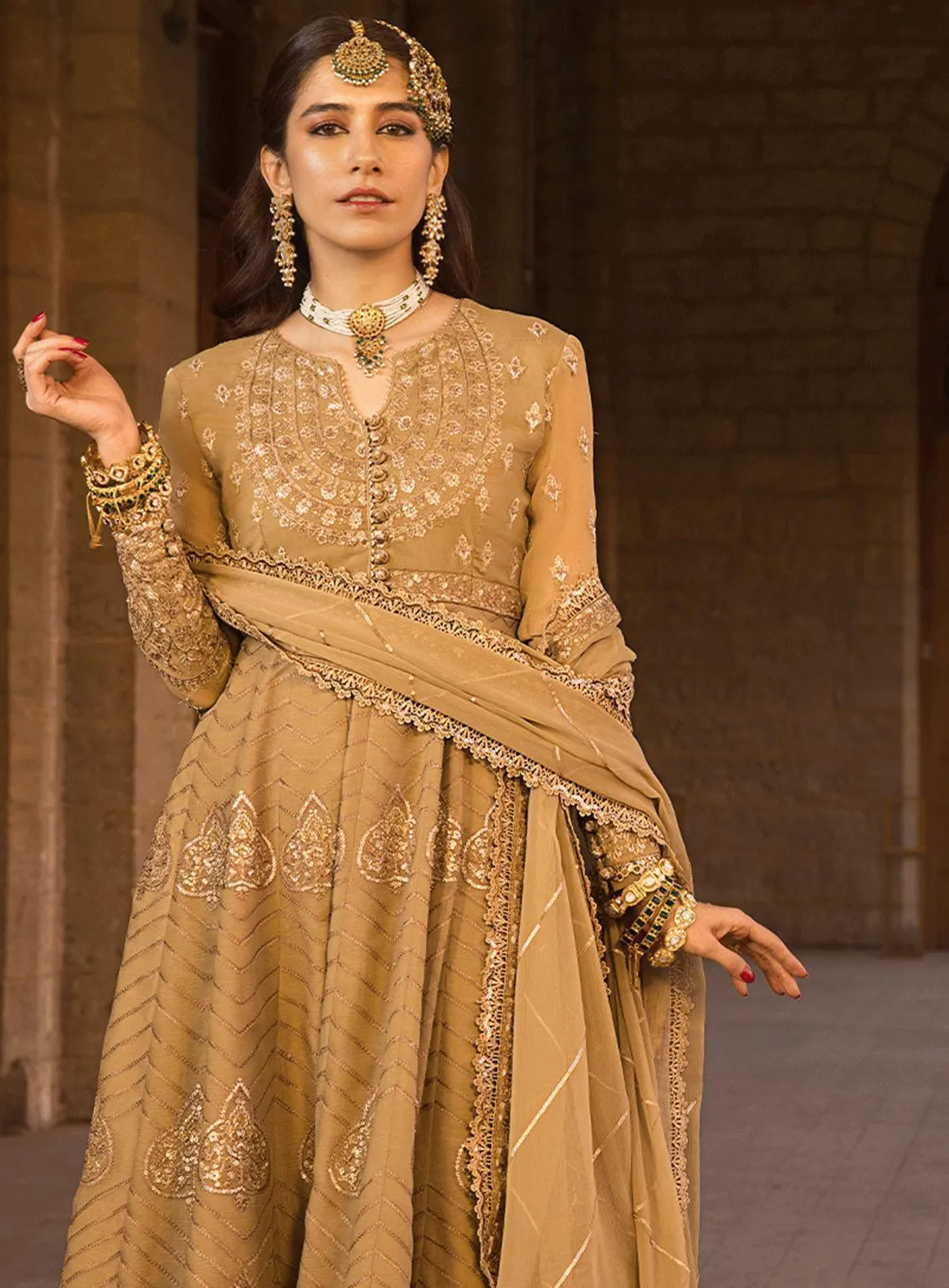 The Mughal Queen by Asim Jofa Embroidered Chiffon Unstitched 3 Piece Suit - AJ23MQ AJMQ-11