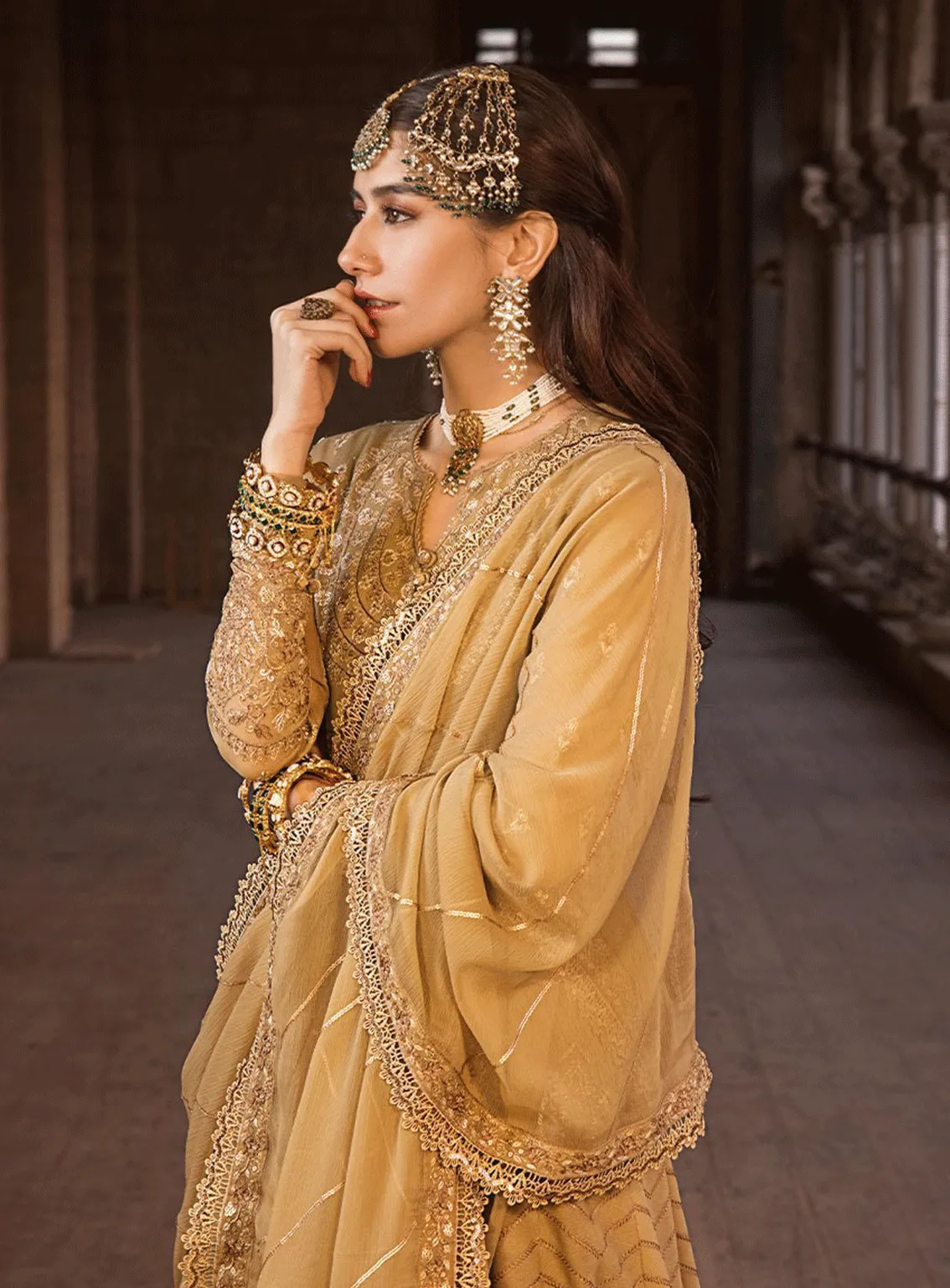 The Mughal Queen by Asim Jofa Embroidered Chiffon Unstitched 3 Piece Suit - AJ23MQ AJMQ-11