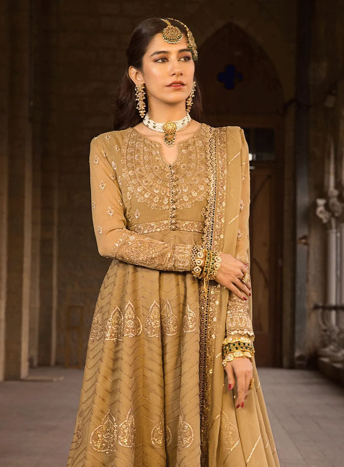 The Mughal Queen by Asim Jofa Embroidered Chiffon Unstitched 3 Piece Suit - AJ23MQ AJMQ-11