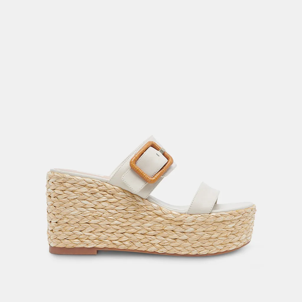 THORIN Wedges Ivory Leather | Women's Raffia Platform Wedges– Dolce Vita 6886736461890