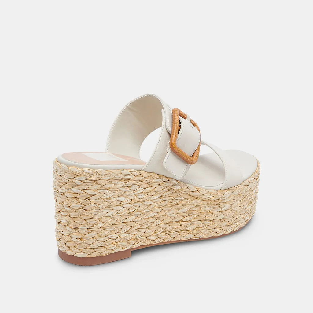 THORIN Wedges Ivory Leather | Women's Raffia Platform Wedges– Dolce Vita 6886736461890